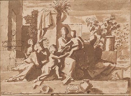 4-20 Nicolas Poussin, The Holy Family on the Steps, ca. 1650. Pen and ink, wash, 18.4 x 25.1 cm. Pierpont Morgan Library, New York.