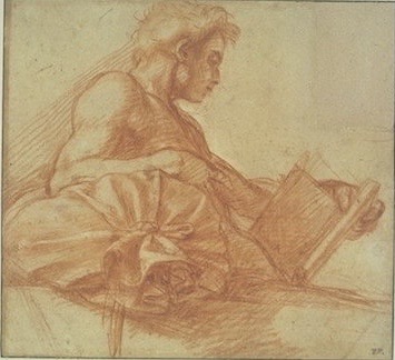 3-26 Andrea del Sarto, Study for St. Joseph in the Madonna del Sacco, 1525. Red chalk, 14.6 x 15.6 cm. Louvre Museum, Paris.
