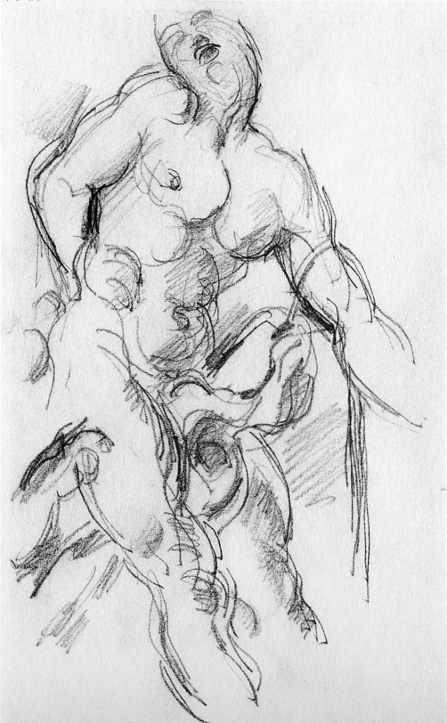 6-59 Paul Cézanne, Milo of Crotona (after Puget), 1897-1900. Pencil, 21.2 x 13.1 cm. Basel Kunstmuseum.