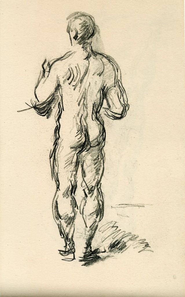 6-57 Paul Cézanne, Standing Male Bather, early 1890s. Pencil, 12.7 x 21.6 cm. Philadelphia Museum of Art.