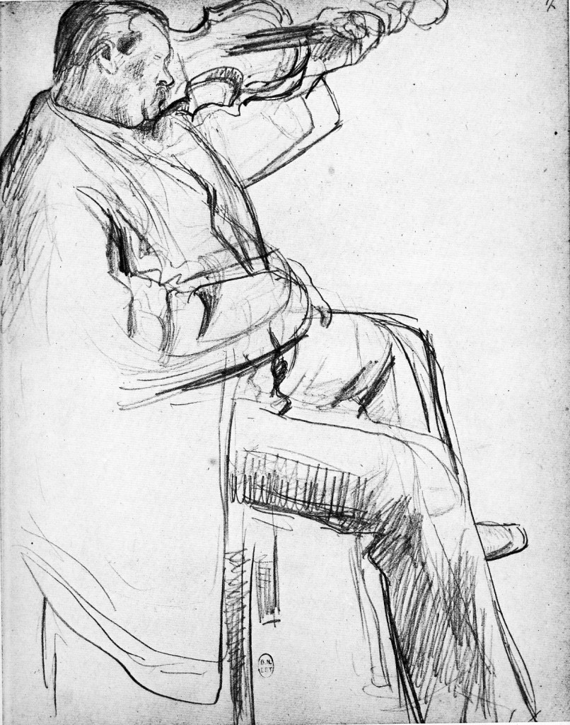 6-25 Edgar Degas, Study for École de Danse, Notebook 30, p. 17, ca. 1878-79. Pencil, 21.4 x 17.8 cm. Paris, Bibliothèque Nationale.
