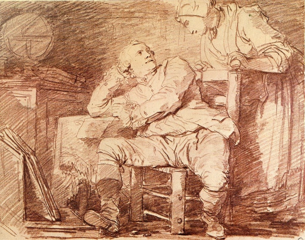 5-19 Jean Honoré Fragonard, Artist in the Studio, 1773-1774. Red chalk, 38.2 x 48.6 cm. The Fine Arts Museums of San Francisco.