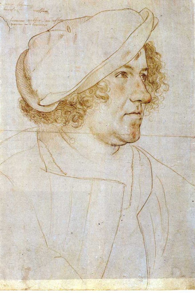 3-56 Hans Holbein the Younger, Portrait of Jakob Meyer zum Hasen, 1516. Silverpoint on white prepared paper, red chalk. 28.1 x 19.0 cm. Kupferstichkabinett, Basel.