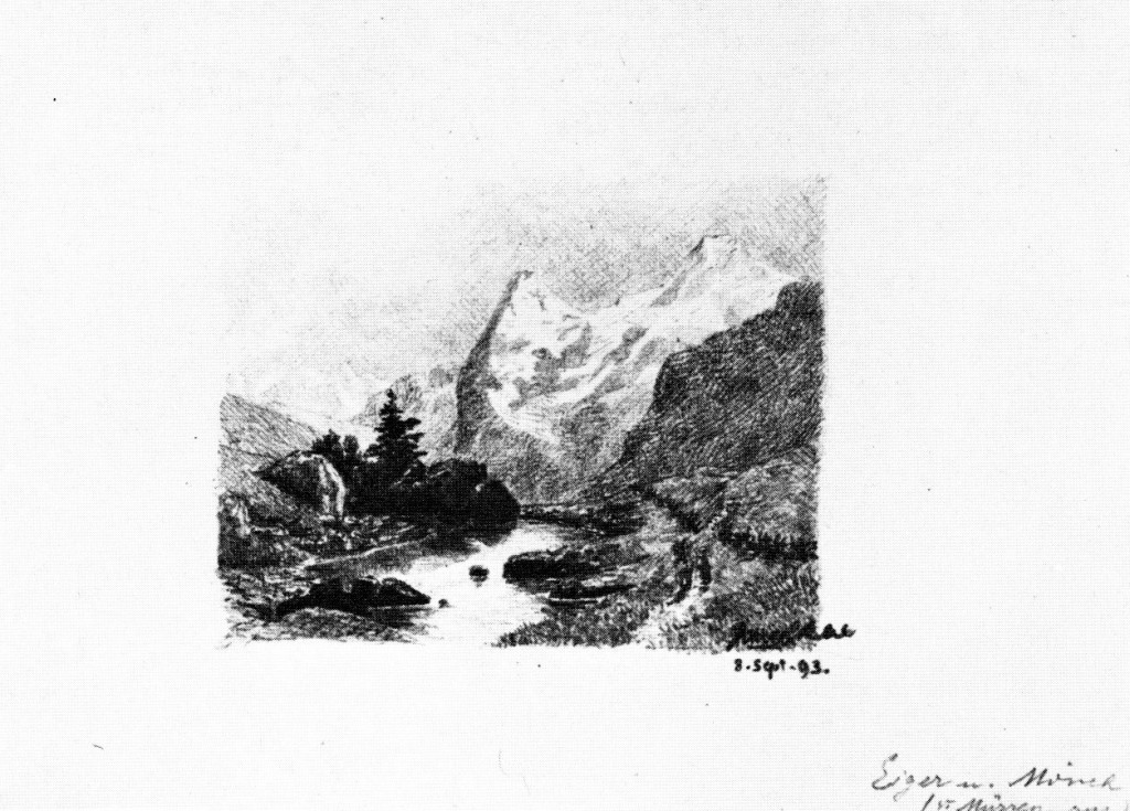The Eiger and Mönch Mountains, from Sketchbook III, 1893. Pencil, 11.5 x 18.7 cm. Zentrum Paul Klee, Bern.