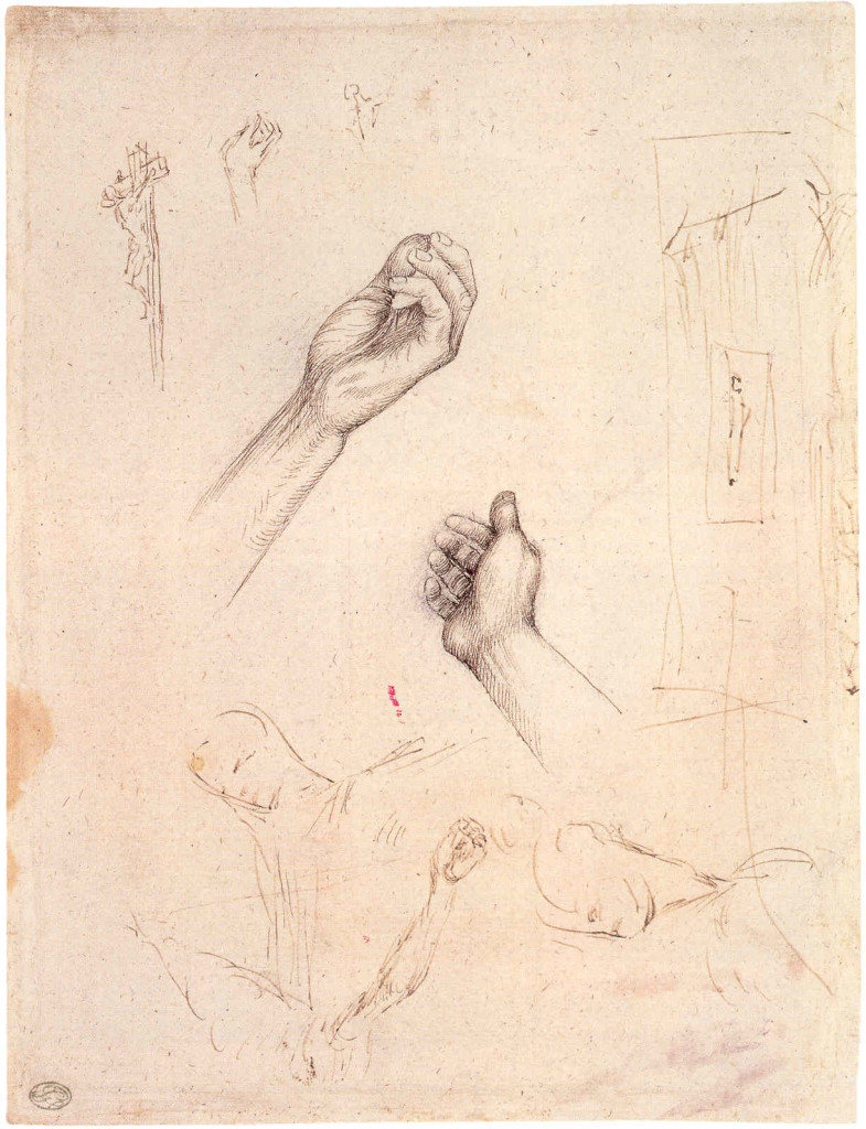 2-11 Pisanello, Study for a Crucifix, ca. 1434-38. Pen and ink over black chalk, 26 x 19.5 cm. Louvre Museum, Paris.