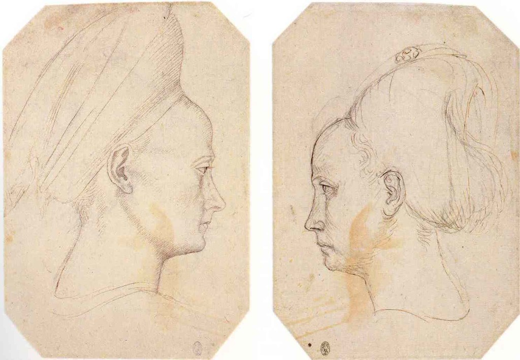 2-8 Pisanello, Profile of a Young Woman, recto and verso. Pen and ink over black chalk, ca. 1434-38. Musée du Louvre, Paris.