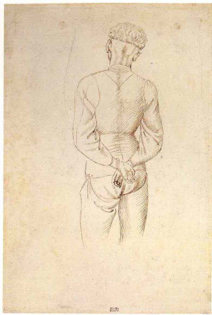 2-10 Pisanello, Study of a Model with Hands Behind his Back, 1434-38. Pen and ink over metalpoint, 26.8 x 18.6 cm. National Gallery of Scotland, Edinburgh.