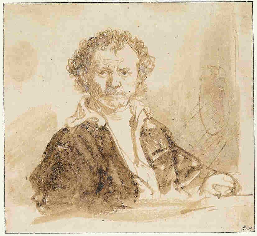 4-49 Rembrandt, Self-portrait as an Artist, ca. 1633. Pen and ink, brown and white wash, 12.3 x 13.7 cm. Staatliche Museen Preussischer Kulturbesitz, Kupferstichkabinett, Berlin.