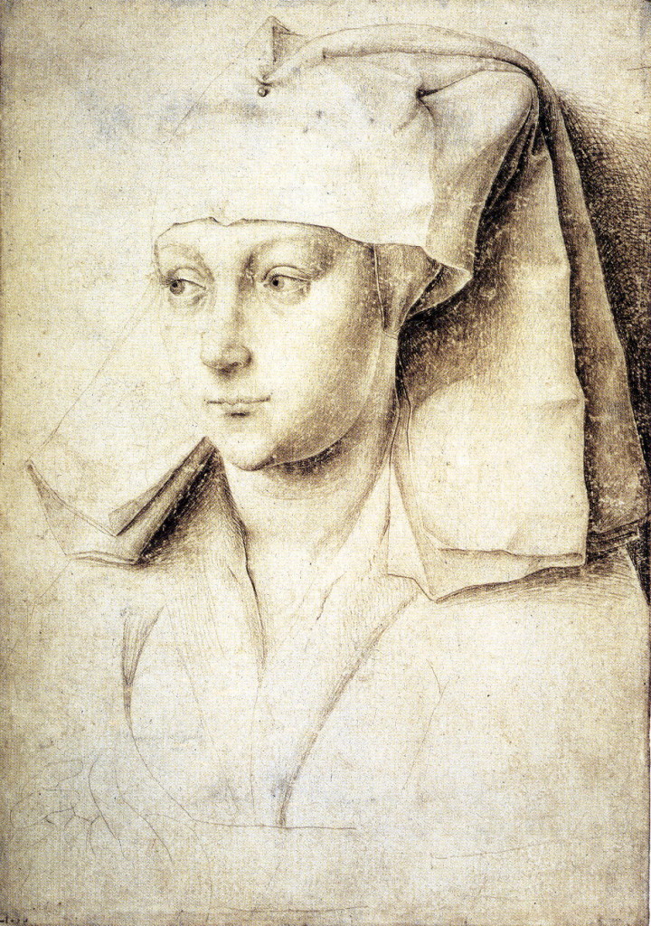 2-25 Rogier van der Weyden, Portrait of a Woman. Silverpoint on paper with cream-colored ground, 16.7 x 11.7 cm. The British Museum, London
