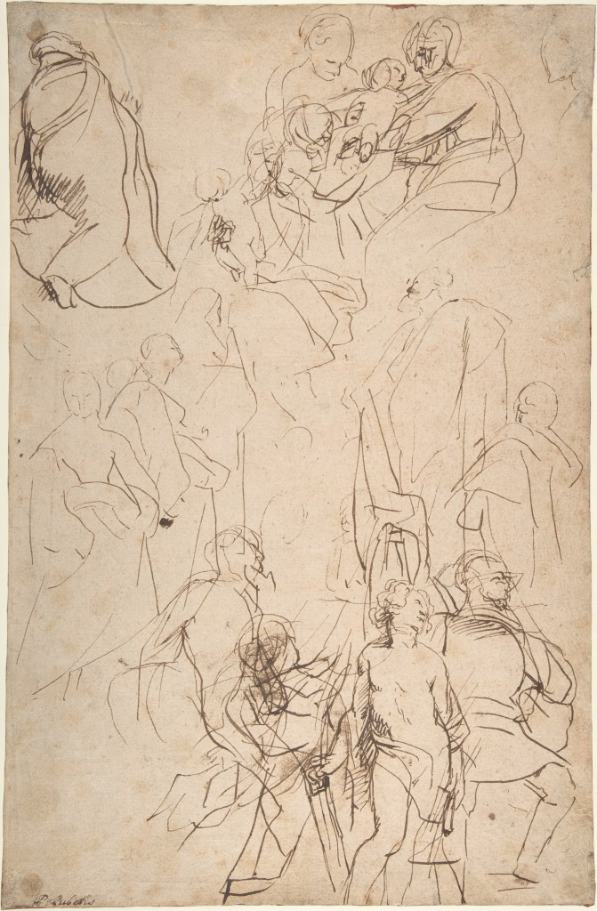 4-29 Peter Paul Rubens, The Virgin and Child Adored by Saints, late 1627-early 1628. Pen and brown ink, 39.5 x 26 cm. The Metropolitan Museum of Art, New York.