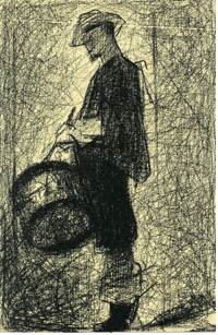 A Woman Fishing, 1884 (conte crayon) by Georges Seurat