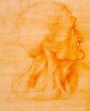 3-6 Leonardo da Vinci, Judas, 1495-98. Red chalk on red ocher prepared paper, 18 x 15 cm. The Royal Collection, Windsor.
